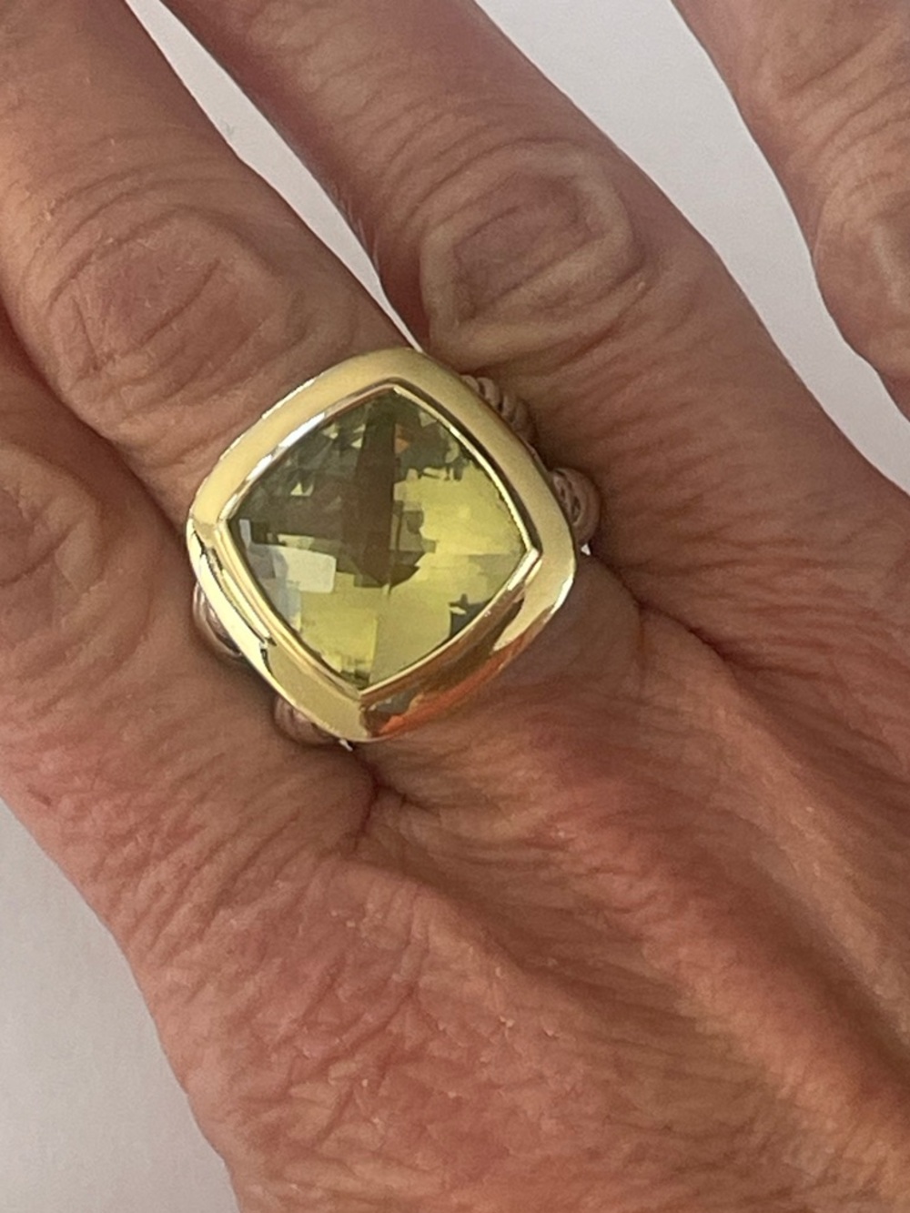 David Yurman, Sterling &  18k gold classic 14mm lemon citrine Albion ring - Picture 2 of 11